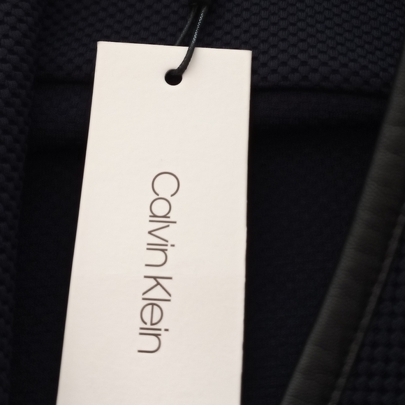 Calvin Klein Blue Open Front Basket Weave Moto Jacket - Picture 4 of 8